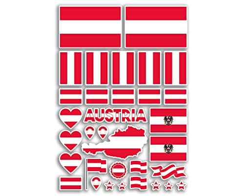 A4 Aufkleberbogen Österreich Flaggen Vinyl Aufkleber – Österreichisches Land Europa Weltflagge Urlaub Reisen Urlaub Auto Ästhetisch #80029 von DV DESIGN
