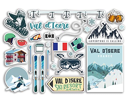 A5 Aufkleber Bogen Val d'Isere Vinyl Aufkleber – Frankreich Ski Resort Berge Snowboard Urlaub Flagge Reise Schnee Sport Gepäck Scrapbooking #79044 von DV DESIGN