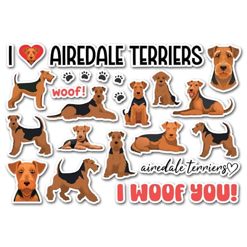 A5-Aufkleberbogen, Airedale Terrier, Vinyl-Aufkleber – Hunde, Welpen, Haustiere, Scrapbooking, Reisedekoration, Etikett, Freund, Mädchen, Jungen, ästhetisch, #82578 von DV DESIGN