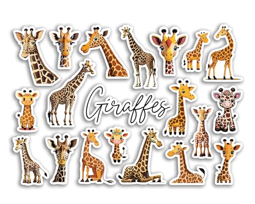 A5-Aufkleberbogen, Giraffe, Vinyl-Aufkleber, Safari, wilde Cartoon-Tiere, Scrapbooking, Reiseetikett, Freund, Mädchen, Jungen, ästhetisch, #81507 von DV DESIGN