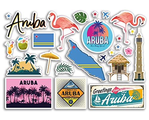 A5 Aufkleberbogen Aruba Sehenswürdigkeiten Vinyl Aufkleber – Karibikinsel Sommer Kunst Karte Stempel Stadt Reise Urlaub Kultur Ästhetisch #79586 von DV DESIGN