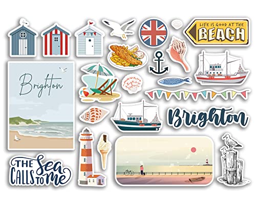 A5 Aufkleberbogen Brighton Vinyl-Aufkleber – Strand Meer Britische England Küste Meer Ozean Boot Flagge Reise Urlaub Geschenk Scrapbook Ästhetisch #79072 von DV DESIGN