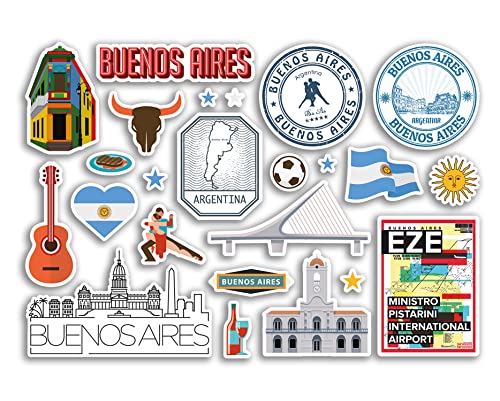 A5 Aufkleberbogen Buenos Aires Vinyl-Aufkleber – Argentinien Sehenswürdigkeiten Urlaubsstempel Sommerkarte Flagge Reise Stadt Gepäck Scrapbooking #79035 von DV DESIGN