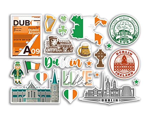 A5 Aufkleberbogen Dublin-Vinyl-Aufkleber – Irland Irische Sehenswürdigkeiten Urlaubsstempel Sommerkarte Flagge Reise Stadt Gepäck Scrapbooking #79029 von DV DESIGN