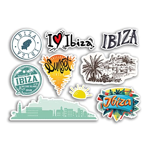 A5 Aufkleberbogen Ibiza Vinyl Aufkleber – Stadt Spanien Spanische Skyline Sehenswürdigkeiten Briefmarke Urlaub Reisen #78511 von DV DESIGN