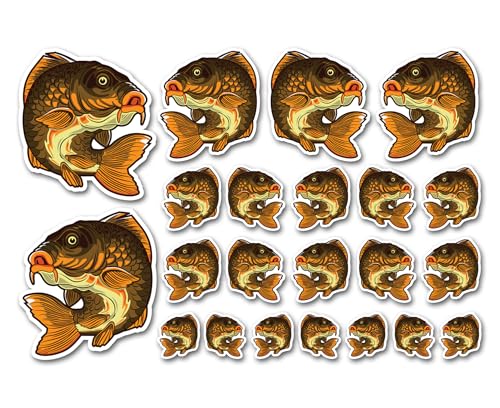 A5 Aufkleberbogen Karpfen Vinyl Aufkleber – Süßwasserfisch, Angeln, Kinder, Tiere, Scrapbooking, Dekoration, Etikett, Freund, Mädchen, Jungen, ästhetisch, #70617 von DV DESIGN