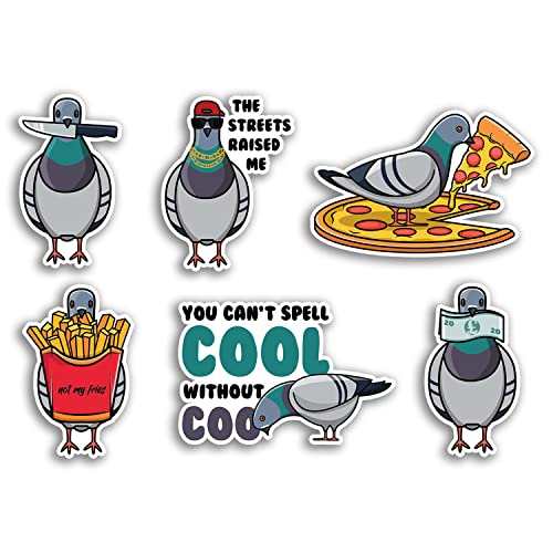 A5 Aufkleberbogen Lustige Taubenvögel Vinyl Aufkleber - Food Joke Pun Coo Cute Pets Pigeons Animal Bird Illustration Cartoon Ästhetik #77551 von DV DESIGN