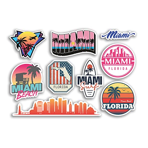 A5 Aufkleberbogen Miami Vinyl Aufkleber – Florida City America USA Briefmarke Surf Urlaub Reisen #78494 von DV DESIGN