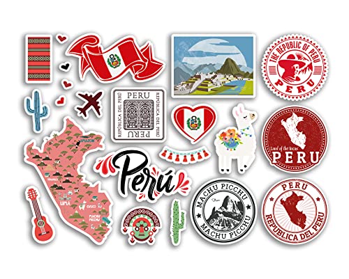 A5 Aufkleberbogen Peru Vinyl Aufkleber - Südamerika Land Sehenswürdigkeiten Urlaubsstempel Sommer Karte Flagge Reise Stadt Gepäck Scrapbooking #79024 von DV DESIGN