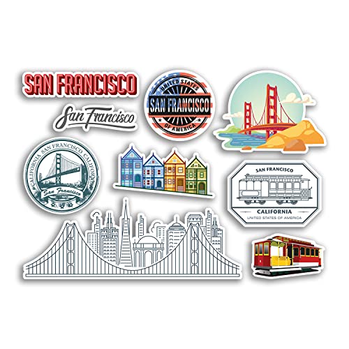 A5-Aufkleberbogen San Francisco Vinyl-Aufkleber – California Stamp Bridge City America US Holiday Travel #78500 von DV DESIGN