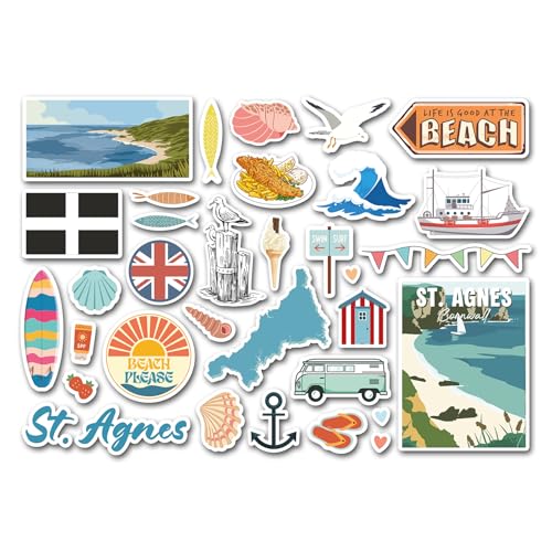 A5 Aufkleberbogen St. Agnes Vinyl-Aufkleber – Cornwall Surf Beach Seaside Waves British England Ozean Meer Flagge Reise Urlaub Scrapbook #83246 von DV DESIGN