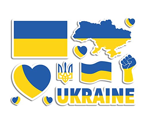 A5 Aufkleberbogen Ukraine Vinyl Aufkleber - Ukrainische Karte Flagge Frieden Herz Liebe Europa Reise #77713 von DV DESIGN