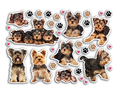 A5 Aufkleberbogen Yorkshire Terrier Vinyl Aufkleber – Hund Welpen Yorkie Scrapbooking Reise Dekoration Label Freund Mädchen Jungen Ästhetisch #80813 von DV DESIGN