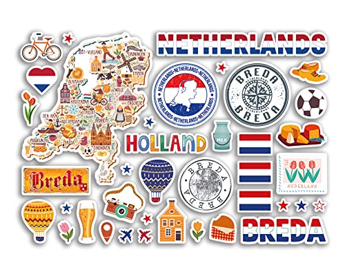 A5 Stickerbogen Breda Wahrzeichen Vinyl Aufkleber – Niederlande Niederlande Niederlande Briefmarken Skyline Flagge Karte Reise Urlaub Stadt Scrapbook Ästhetisch #80477 von DV DESIGN