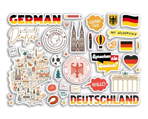 A5 Stickerbogen Deutsch Vinyl Aufkleber - Deutschland Deutschland Schule Buch Flagge Karte Sehenswürdigkeiten Studenten Projekt Reise Urlaub Scrapbook #81078 von DV DESIGN