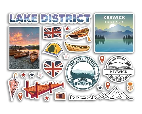 A5 Stickerbogen Keswick Vinyl Aufkleber – Lake District Cumbria Briefmarken Skyline Flagge Karte Reise Urlaub UK GB England Scrapbook #81067 von DV DESIGN