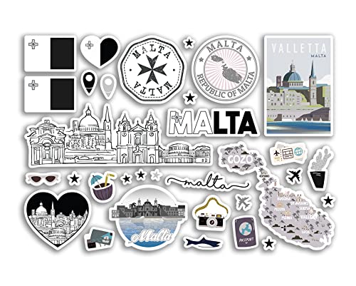 A5 Stickerbogen Malta Sehenswürdigkeiten Vinyl Aufkleber – BW Malteser Karte Flughafen Stempel Skyline Flagge Reise Urlaub Stadt Land Ästhetik #80354 A5 Stickerbogen Malta Sehenswürdigkeiten Vinyl Aufkleber – BW Malteser Karte Flughafen Stempel Skyline Flagge Reise Urlaub Stadt Land Ästhetik #80354 von DV DESIGN
