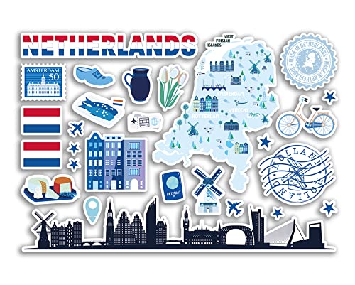 A5 Stickerbogen Niederlande Blaue Wahrzeichen Vinyl Aufkleber - Amsterdam Karte Flughafen Skyline Flagge Reise Urlaub Land Stadt Ästhetisch #80395 A5 Stickerbogen Niederlande Blaue Wahrzeichen Vinyl Aufkleber - Amsterdam Karte Flughafen Skyline Flagge Reise Urlaub Land Stadt Ästhetisch #80395 von DV DESIGN