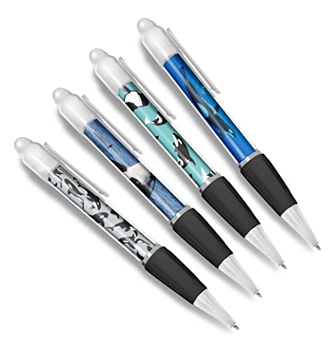 DV DESIGN Set mit 4 Orca Whale Kugelschreibern, Meerestier, Tiermotiv, Jungen, Mädchen, Herren, Damen, Stift #79591 von DV DESIGN