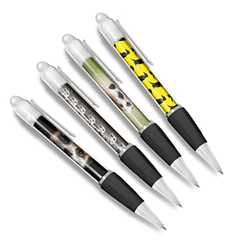 DV DESIGN Set von 4 weißen Erdmännchen Kugelschreiber – Tiermuster Zoo Safari Themed Jungen Mädchen Männer Frauen Schreibwaren Stift #79604 von DV DESIGN