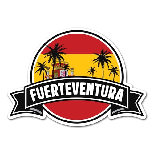 Fuerteventura Vinyl-Aufkleber, Spanien, Flagge, Stadt, Palme, Reisen, Urlaub, Geographie, Standort, Scrapbook, Aufkleber #83286, 2 x 10 cm von DV DESIGN