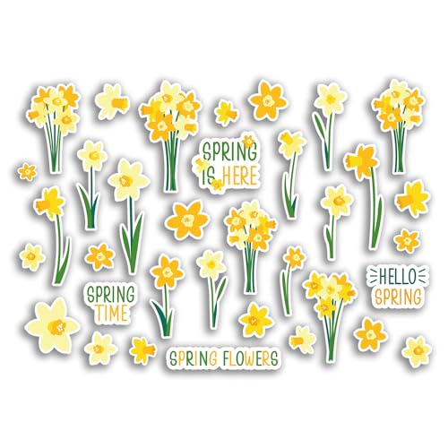 Vinyl-Aufkleber, Motiv: Narzissen, A4, Gelb, Blumen, abstrakt, Mädchen, Frauen, Kinder, Freunde, Scrapbooking, Mülltonnen, #78966 von DV DESIGN