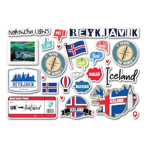 Vinyl-Aufkleber, Motiv: Wahrzeichen Island, Reykjavik, Nordlichter, Landkarte, Flagge, Reisen, Urlaub, Landsprache, Stadt, Scrapbook, #83344 Vinyl-Aufkleber, Motiv: Wahrzeichen Island, Reykjavik, Nordlichter, Landkarte, Flagge, Reisen, Urlaub, Landsprache, Stadt, Scrapbook, #83344 von DV DESIGN