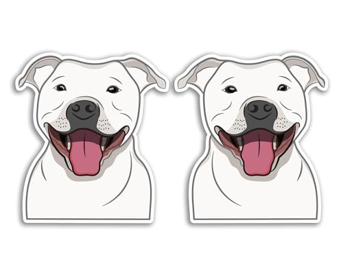 Vinyl-Aufkleber, Staffy Dog, Weiß, 2 x 10 cm, Staffordshire Bullterrier, Hunde, Welpen, Tiere, Haustiere, Reisegepäck, Laptop, Scrapbook, Aufkleber #81090 von DV DESIGN