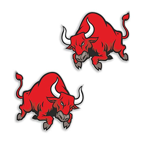 Vinyl-Aufkleber "Angry Bull", 10 cm, Kuh, Rot, Wildtier, Aufkleber für Fahrradhelm, Maskottchen #70574, 2 Stück von DV DESIGN