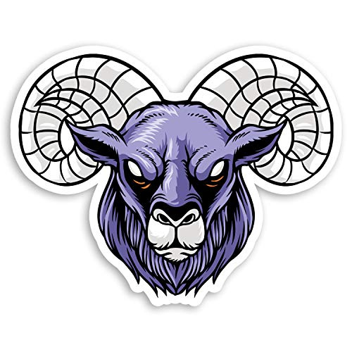2 x 10 cm Angry Purple Ram Vinyl-Aufkleber – Tier-Widder-Aufkleber #29835 von DV