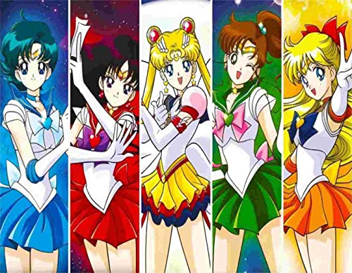 DVBQQWE 5D Sailor Moon Diamond Painting Kits für Aduts, Diamond Art for Kids, Full Drill Cross Stitch Kits for Anfänger, Wall Art 30,5 x 40,6 cm von DVBQQWE