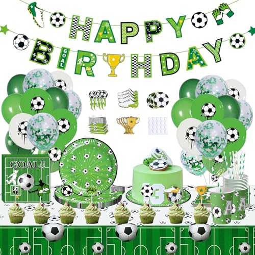 Fussball Deko Geburtstag Kinder: Set mit Fussball Geburtstagsdeko für Jungen - Bannière Ballons Servietten Pappteller Tassen Nappe Tortendeko Fussball Deko Geburtstag Kinder: Set mit Fussball Geburtstagsdeko für Jungen - Bannière Ballons Servietten Pappteller Tassen Nappe Tortendeko von DVDGSC