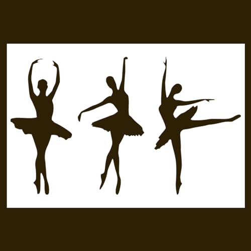 Ballerina-Schablonen/Schablonen – Ballett-Schablonen – Tanzende Dame Schablonen – Mädchen Schablonen – Künstlerische Schablonen – Malschablonen, Kunstschablonen – Zeichenschablonen 12,7 x 20,3 cm von DVPSICG
