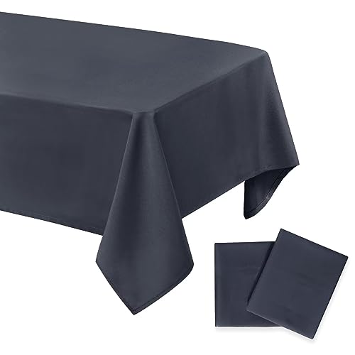 DWCN 2 Stück Grau Tischdecke Fleckschutz Abwaschbar Tischwäsche Wasserabweisend Tischtuch für Esszimmer, Garten, Party, Hochzeiten oder Haushalt,130x160cm von DWCN