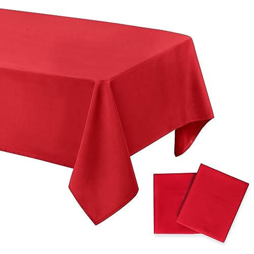 DWCN 2 Stück Rot Tischdecke Fleckschutz Abwaschbar Tischwäsche Wasserabweisend Tischtuch für Esszimmer, Garten, Party, Hochzeiten oder Haushalt,130x160cm von DWCN