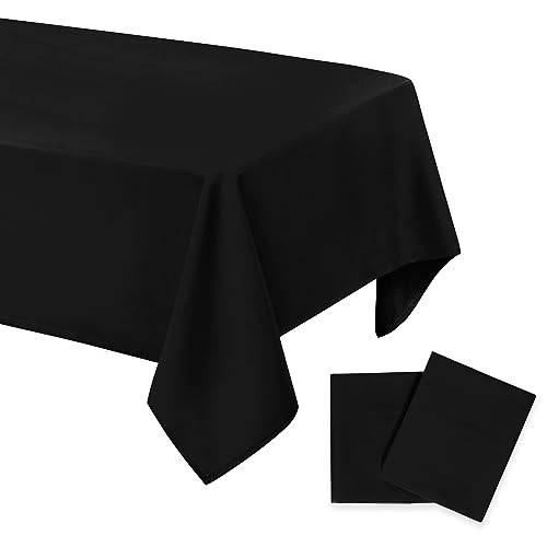 DWCN 2 Stück Schwarz Tischdecke Fleckschutz Abwaschbar Tischwäsche Wasserabweisend Tischtuch für Esszimmer, Garten, Party, Hochzeiten oder Haushalt,130x160cm von DWCN