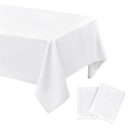 DWCN 2 Stück Weiß Tischdecke Fleckschutz Abwaschbar Tischwäsche Wasserabweisend Tischtuch für Esszimmer, Garten, Party, Hochzeiten oder Haushalt,130x160cm von DWCN