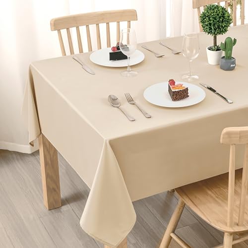 DWCN Beige Tischdecke Outdoor Wetterfest 140x280cm Fleckschutz Abwaschbar Wasserabweisend Tischwäsche Abwischbare Wasserdicht Tischtuch für Esszimmer, Garten, Party, Hochzeiten oder Haushalt DWCN Beige Tischdecke Outdoor Wetterfest 140x280cm Fleckschutz Abwaschbar Wasserabweisend Tischwäsche Abwischbare Wasserdicht Tischtuch für Esszimmer, Garten, Party, Hochzeiten oder Haushalt von DWCN