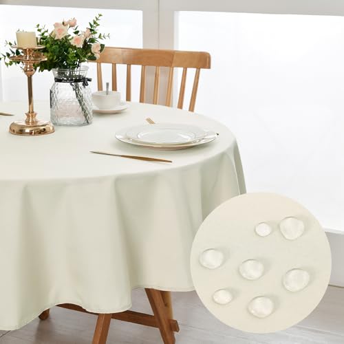 DWCN Champagner Tischdecke Rund 140cm,Fleckschutz Abwaschbar Tischwäsche Wasserdicht Tischtuch für Esszimmer,Garten,Party,Hochzeiten oder Haushal DWCN Champagner Tischdecke Rund 140cm,Fleckschutz Abwaschbar Tischwäsche Wasserdicht Tischtuch für Esszimmer,Garten,Party,Hochzeiten oder Haushal von DWCN