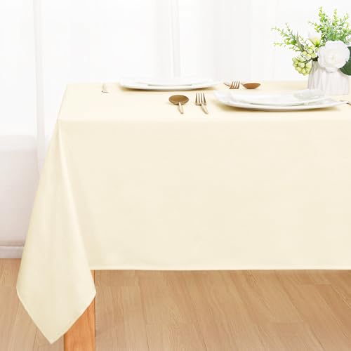 DWCN Champagner Tischdecke Abwaschbar, Tischwäsche Leinenoptik 130x180cm, Weiche Tischtuch Wasserabweisend mit Lotuseffekt für Wohnzimmer, Esszimmer, Balkon, Garten, Hochzeiten oder Haushalt von DWCN