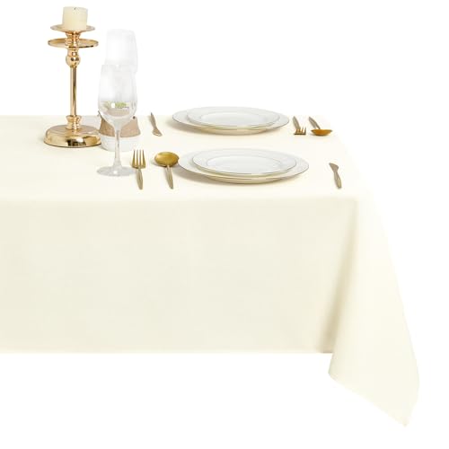 DWCN Champagner Tischdecke Leinenoptik Abwaschbar Tischwäsche Wasserabweisend Tischtuch für Esszimmer, Garten, Party, Hochzeiten oder Haushalt,110x140cm von DWCN