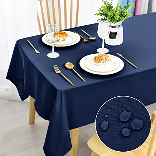 DWCN Dunkelblau Tischdecke Fleckschutz Abwaschbar Tischwäsche Wasserdicht Tischtuch für Esszimmer, Garten, Party, Hochzeiten oder Haushalt,135x180cm von DWCN