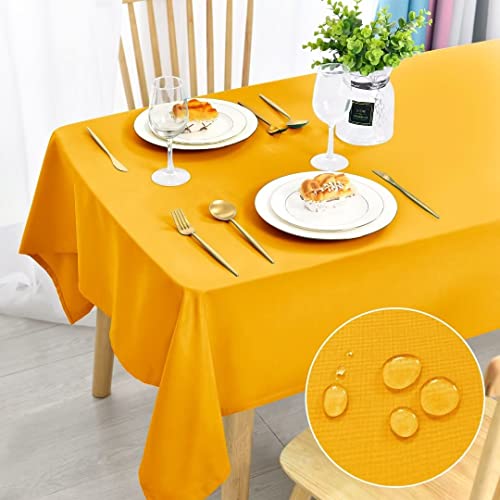 DWCN Gelb Tischdecke Fleckschutz Abwaschbar Tischwäsche Wasserdicht Tischtuch für Esszimmer, Garten, Party, Hochzeiten oder Haushalt,135x180cm von DWCN