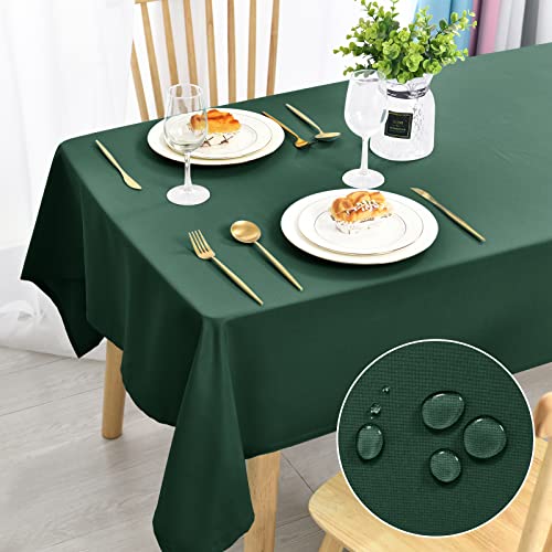 DWCN Grün Tischdecke Fleckschutz Abwaschbar Tischwäsche Wasserdicht Tischtuch für Esszimmer, Garten, Party, Hochzeiten oder Haushalt,130x160cm von DWCN
