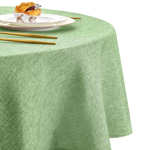DWCN Grün Tischdecke Rund 140cm,Tischdecke Leinenoptik Abwaschbar Tischdecke Outdoor Tischdecke Wetterfest Tischwäsche für Esszimmer, Garten, Party, Hochzeiten, Haushalt Wohnzimmer, Balkon DWCN Grün Tischdecke Rund 140cm,Tischdecke Leinenoptik Abwaschbar Tischdecke Outdoor Tischdecke Wetterfest Tischwäsche für Esszimmer, Garten, Party, Hochzeiten, Haushalt Wohnzimmer, Balkon von DWCN
