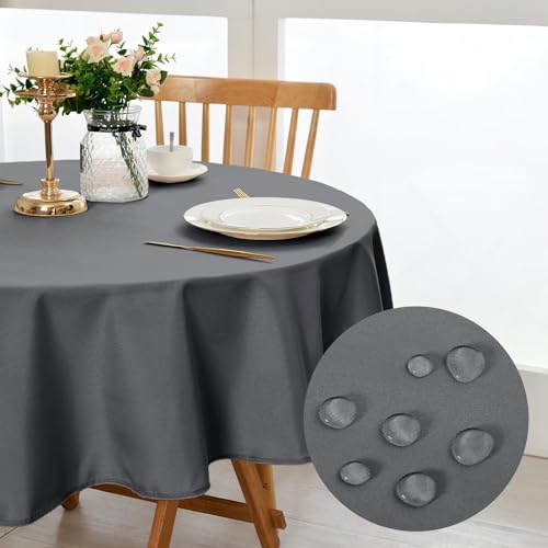 DWCN Hellgrau Tischdecke Rund 120cm,Fleckschutz Abwaschbar Tischwäsche Wasserdicht Tischtuch für Esszimmer,Garten,Party,Hochzeiten oder Haushal DWCN Hellgrau Tischdecke Rund 120cm,Fleckschutz Abwaschbar Tischwäsche Wasserdicht Tischtuch für Esszimmer,Garten,Party,Hochzeiten oder Haushal von DWCN