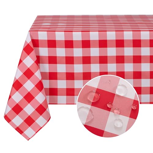 DWCN Karierte Tischdecke Outdoor Wetterfest Abwaschbare Tischdecke Fleckschutz Wasserdicht Garten Tischdecken für Draußen Picknick Esszimmer Party Hochzeiten, Rot und Weiß, 130x160cm DWCN Karierte Tischdecke Outdoor Wetterfest Abwaschbare Tischdecke Fleckschutz Wasserdicht Garten Tischdecken für Draußen Picknick Esszimmer Party Hochzeiten, Rot und Weiß, 130x160cm von DWCN