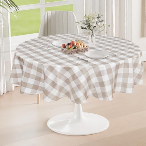 DWCN Karierte Tischdecke Rund 140cm Tischdecke Outdoor Tischdecke Abwaschbar Wetterfest Fleckschutz Wasserdicht Tischdecke für Draußen Picknick Esszimmer Garten Party Hochzeiten, Khaki und Weiß DWCN Karierte Tischdecke Rund 140cm Tischdecke Outdoor Tischdecke Abwaschbar Wetterfest Fleckschutz Wasserdicht Tischdecke für Draußen Picknick Esszimmer Garten Party Hochzeiten, Khaki und Weiß von DWCN