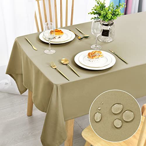 DWCN Khaki Tischdecke 150x200cm Fleckschutz Abwaschbar Tischwäsche Wasserdicht Tischtuch für Esszimmer, Garten, Party, Hochzeiten oder Haushalt von DWCN