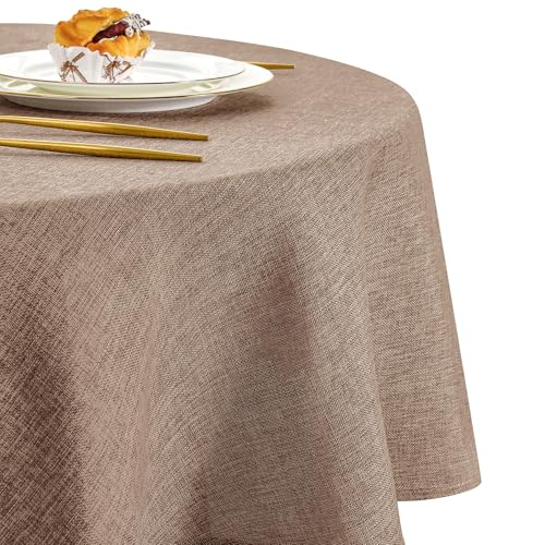 DWCN Khaki Tischdecke Rund 140cm,Tischdecke Leinenoptik Abwaschbar Tischdecke Outdoor Tischdecke Wetterfest Tischwäsche für Esszimmer, Garten, Party, Hochzeiten, Haushalt Wohnzimmer, Balkon DWCN Khaki Tischdecke Rund 140cm,Tischdecke Leinenoptik Abwaschbar Tischdecke Outdoor Tischdecke Wetterfest Tischwäsche für Esszimmer, Garten, Party, Hochzeiten, Haushalt Wohnzimmer, Balkon von DWCN